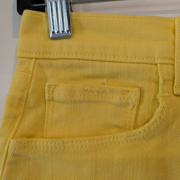 L'AGENCE Shorts Size 23 Yellow Audrey Denim Distressed Raw-Hem Mid-Rise NWT - Picture 6 of 16